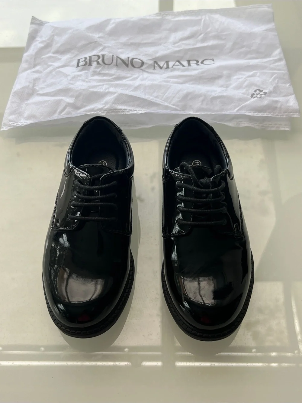 Bruno Marc Kids Black Patent Dress Shoes - Lace-Up Formal Style